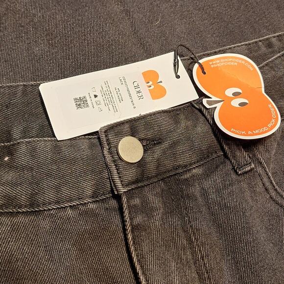 Cider NEW Mid-rise baggy oversized wide legs jeans gray Y2K skater style trendy - Picture 4 of 5